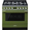 Smeg CPF9GPOG 90cm Portofino Dual Fuel Range Cooker Olive Green