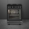 Smeg CX61GMBL 70L Dual Fuel Slot In Cooker With Vapor Clean - Black - A Rated