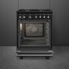 Smeg CX61GMBL 70L Dual Fuel Slot In Cooker With Vapor Clean - Black - A Rated