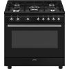Smeg CX91GMBL 90cm Concert Dual Fuel Range Cooker Black