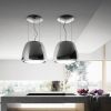 Elica DIVA-HM 50cm Wide Suspended Island Hood, Heavy Metal Polished Stainless Steel, A Rated