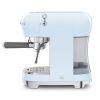 Smeg ECF02PBUK 50's Style Espresso Coffee Machine with Steam Wand, Pastel Blue