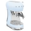 Smeg ECF02PBUK 50's Style Espresso Coffee Machine with Steam Wand, Pastel Blue