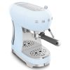Smeg ECF02PBUK 50's Style Espresso Coffee Machine with Steam Wand, Pastel Blue