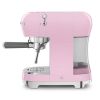 Smeg ECF02PKUK 50's Style Espresso Coffee Machine with Steam Wand, Pink