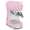 Smeg ECF02PKUK 50's Style Espresso Coffee Machine with Steam Wand, Pink