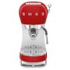 Smeg ECF02RDUK 50's Style Espresso Coffee Machine with Steam Wand, Red