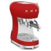 Smeg ECF02RDUK 50's Style Espresso Coffee Machine with Steam Wand, Red