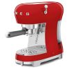 Smeg ECF02RDUK 50's Style Espresso Coffee Machine with Steam Wand, Red