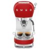 Smeg ECF02RDUK 50's Style Espresso Coffee Machine with Steam Wand, Red