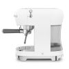 Smeg ECF02WHUK 50's Style Espresso Coffee Machine with Steam Wand, White