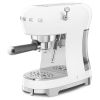 Smeg ECF02WHUK 50's Style Espresso Coffee Machine with Steam Wand, White