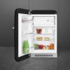 Smeg FAB10LBL6 55cm Retro 50s Style Free Standing Fridge with Ice Box in Black, Left hand hinge