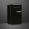 Smeg FAB10LBL6 55cm Retro 50s Style Free Standing Fridge with Ice Box in Black, Left hand hinge