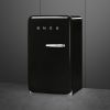 Smeg FAB10LBL6 55cm Retro 50s Style Free Standing Fridge with Ice Box in Black, Left hand hinge