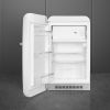 Smeg FAB10LWH6 55cm Retro 50s Style Free Standing Fridge with Ice Box in White, Left hand hinge