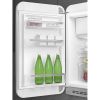 Smeg FAB10LWH6 55cm Retro 50s Style Free Standing Fridge with Ice Box in White, Left hand hinge