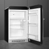 Smeg FAB10RBL6 55cm Retro 50s Style Free Standing Fridge with Ice Box in Black, Right hand hinge