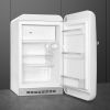 Smeg FAB10RWH6 55cm Retro 50s Style Free Standing Fridge with Ice Box in White, Right hand hinge