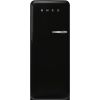 Smeg FAB28LBL6UK 60cm Retro 50s Style Free Standing Fridge with Ice Box in Black, Left Hand Hinge