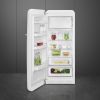 Smeg FAB28LWH6UK 60cm Retro 50s Style Free Standing Fridge with Ice Box in White, Left Hand Hinge