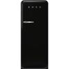 Smeg FAB28RBL6UK 60cm Retro 50s Style Free Standing Fridge with Ice Box in Black, Right Hand Hinge