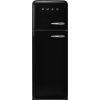 Smeg FAB30LBL5UK 60cm Retro 50s Style Left Hand Hinge Freezer over Fridge in  Black