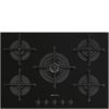 Smeg PV275B 72 cm Cucina 5 Gas Burner Gas On Glass Hob - Black