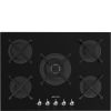 Smeg PV375N 72cm 5 Burner Gas on Glass Hob, Black