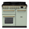 Rangemaster ESDL100DFPMNT/AB1 100cm Wide Dual Fuel Range Cooker - Mint / Antique Brass - A Rated