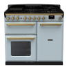 Rangemaster ESDL100DFPMSB/AB1 100cm Wide Dual Fuel Range Cooker - Misty Blue / Antique Brass - A Rated