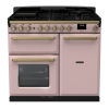 Rangemaster ESDL100DFPPPK/AB1 100cm Wide Dual Fuel Range Cooker - Pale Pink / Antique Brass - A Rated