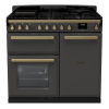Rangemaster ESDL100DFPSLT/AB1 100cm Wide Dual Fuel Range Cooker - Slate / Antique Brass - A Rated