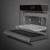 Smeg SO4604M2PNR Dolce Stil Novo 45cm Compact Built-In Combi Oven & Speedwave Microwave, Black - Copper Trim with Vapor Clean