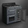 Smeg TR93GR 90cm Victoria Dual Fuel Range Cooker Slate Grey