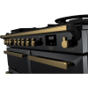Rangemaster ESDL100DFPGBL/AB1 100cm Wide Dual Fuel Range Cooker - Gloss Black / Antique Brass - A Rated