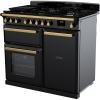 Rangemaster ESDL100DFPGBL/AB1 100cm Wide Dual Fuel Range Cooker - Gloss Black / Antique Brass - A Rated