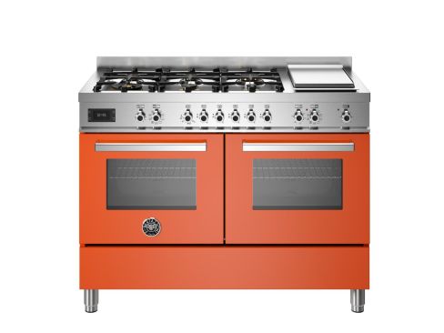 Bertazzoni PRO126G2EART2 Professional 120cm Range Cooker Twin Oven Dual Fuel Gloss Orange