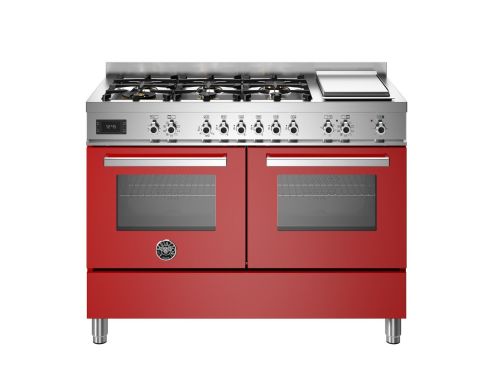 Bertazzoni PRO126G2EROT2 Professional 120cm Range Cooker Twin Oven Dual Fuel Gloss Red