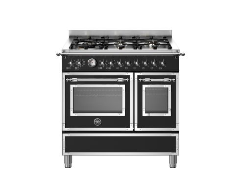 Bertazzoni HER96L2ENET2 Heritage 90cm Range Cooker Twin Oven Dual Fuel Matt Black