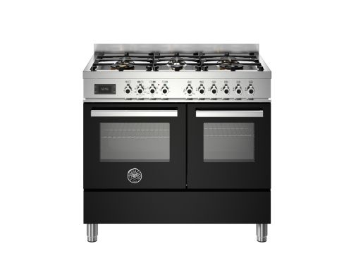 Bertazzoni PRO106L2ENET Professional 100cm Range Cooker Twin Oven Dual Fuel Gloss Black