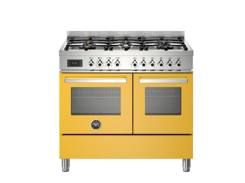 Bertazzoni PRO106L2EGIT2 Professional 100cm Range Cooker Twin Oven Dual Fuel Gloss Yellow