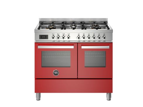 Bertazzoni PRO106L2EROT Professional 100cm Range Cooker Twin Oven Dual Fuel Gloss Red