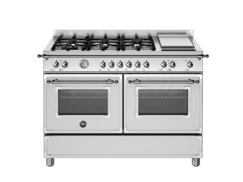 Bertazzoni HER126G2EXT2 Heritage 120cm Range Cooker Twin Oven with Griddle Dual Fuel Stainless Steel