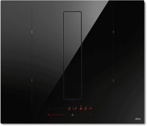 Elica NT-ALPHA-B-60-BA 60cm Wide Venting 4Zone Hob - Black - A Rated' with back aspiration re-circulating kit
