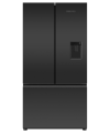 Fisher and Paykel RF540AZUB5 American Fridge Freezer, Plumbed, Black, E Rated