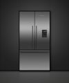 Fisher and Paykel RF540ADUB7 Freestanding Plumbed-In American Fridge Freezer - Black Steel - F Rated