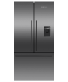 Fisher and Paykel RF540ADUB7 Freestanding Plumbed-In American Fridge Freezer - Black Steel - F Rated