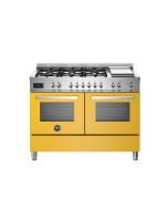 Bertazzoni PRO126G2EGIT2 Professional 120cm Range Cooker Twin Oven Dual Fuel Gloss Yellow