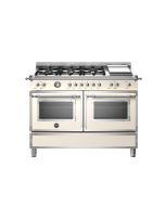 Bertazzoni HER126G2EAVT2 Heritage 120cm Range Cooker Twin Oven with Griddle Dual Fuel Ivory